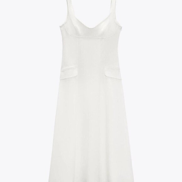 Zara Woman's Textured Dress Off-White Dress. 7385/309/251. Size M - Picture 3 of 9
